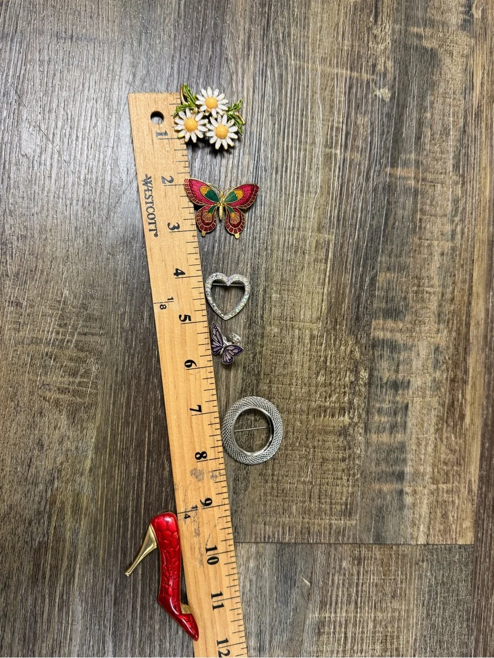 Assorted Women’s Enamel and Rhinestone Brooch Set - Red, Yellow, Green, Silver